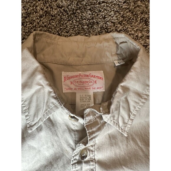 Vintage CC Filson Shirt Mens L Style 656 Khaki Fishing Outdoor Hiking Pockets - Picture 3 of 6